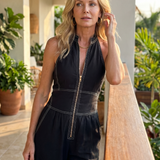 Maewyn | Zip Front Contrast Stitch Wide Leg Jumpsuit