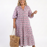 Corbeth | Geometric Print Long Sleeve Tiered Midi Dress