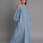 Dellania | Cold Shoulder Balloon Sleeve Relaxed Maxi Dress
