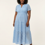 Camrina | V Neck Short Sleeve Tiered Midi Dress