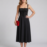 Kalwynne | Spaghetti Strap Ruched Bodice Midi Dress