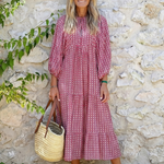 Celwyn | Geometric Print Long Sleeve Midi Dress