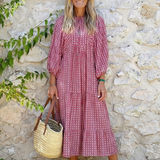 Celwyn | Geometric Print Long Sleeve Midi Dress