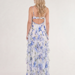 Marenetta | Watercolor Floral Ruffle Hem Sleeveless Midi Dress