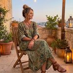 Wrennavia | Button Front Embroidered Oversized Pocket Midi Dress