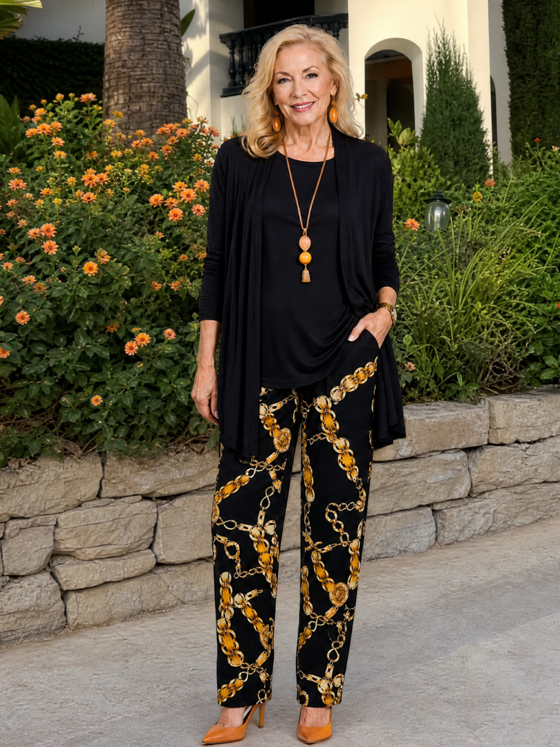 Bribelle | Layered Tunic And Printed Pant Set