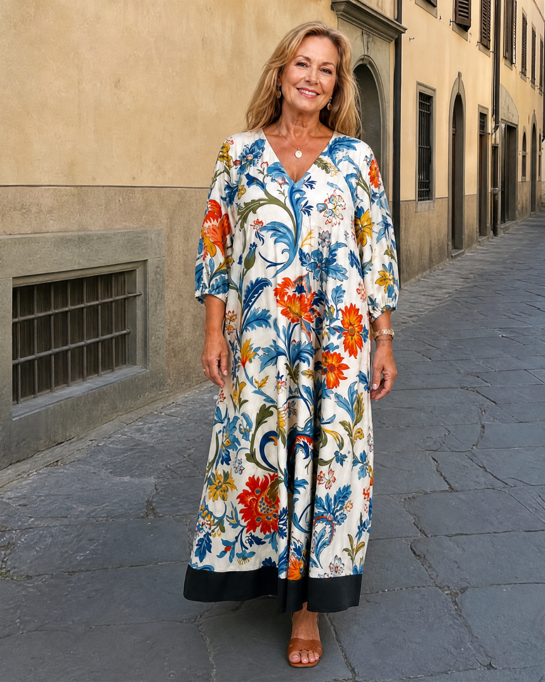 Linnwen | Botanical Scroll Print Everyday Pocket Midi Dress