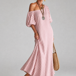 Vesrose | Striped Empire Waist Midi Dress