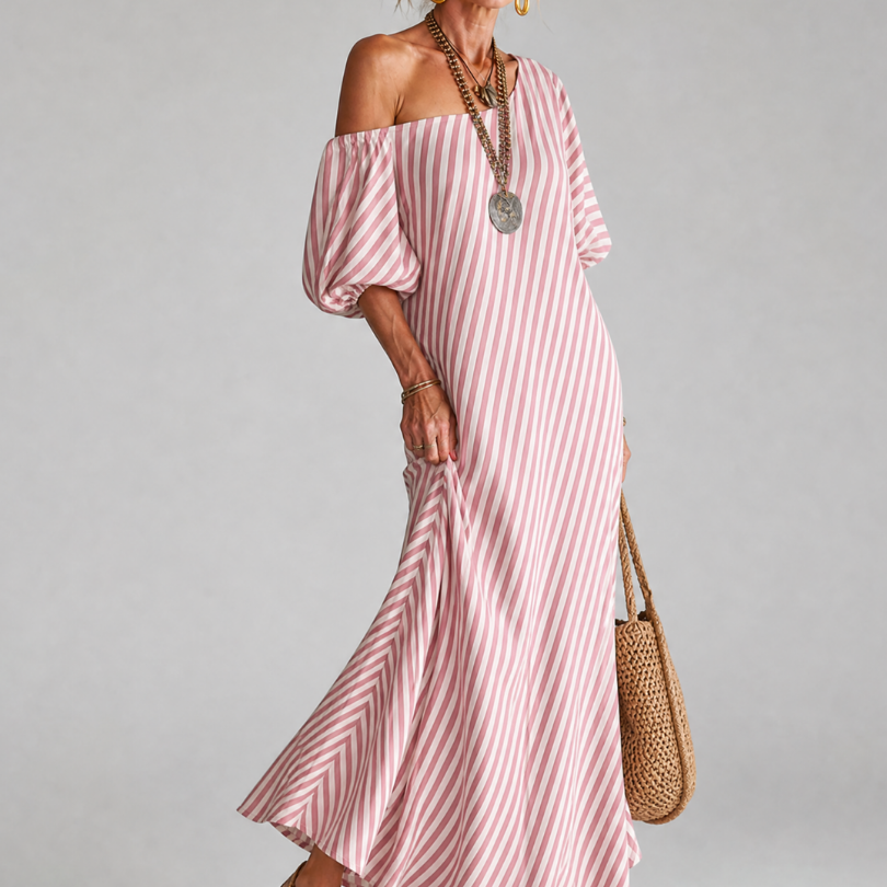 Vesrose | Striped Empire Waist Midi Dress