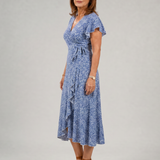 Vallette | Floral Wrap Ruffle Midi Dress