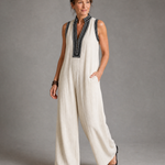 Zarbelle | Embroidered V Neck Sleeveless Wide Leg Jumpsuit