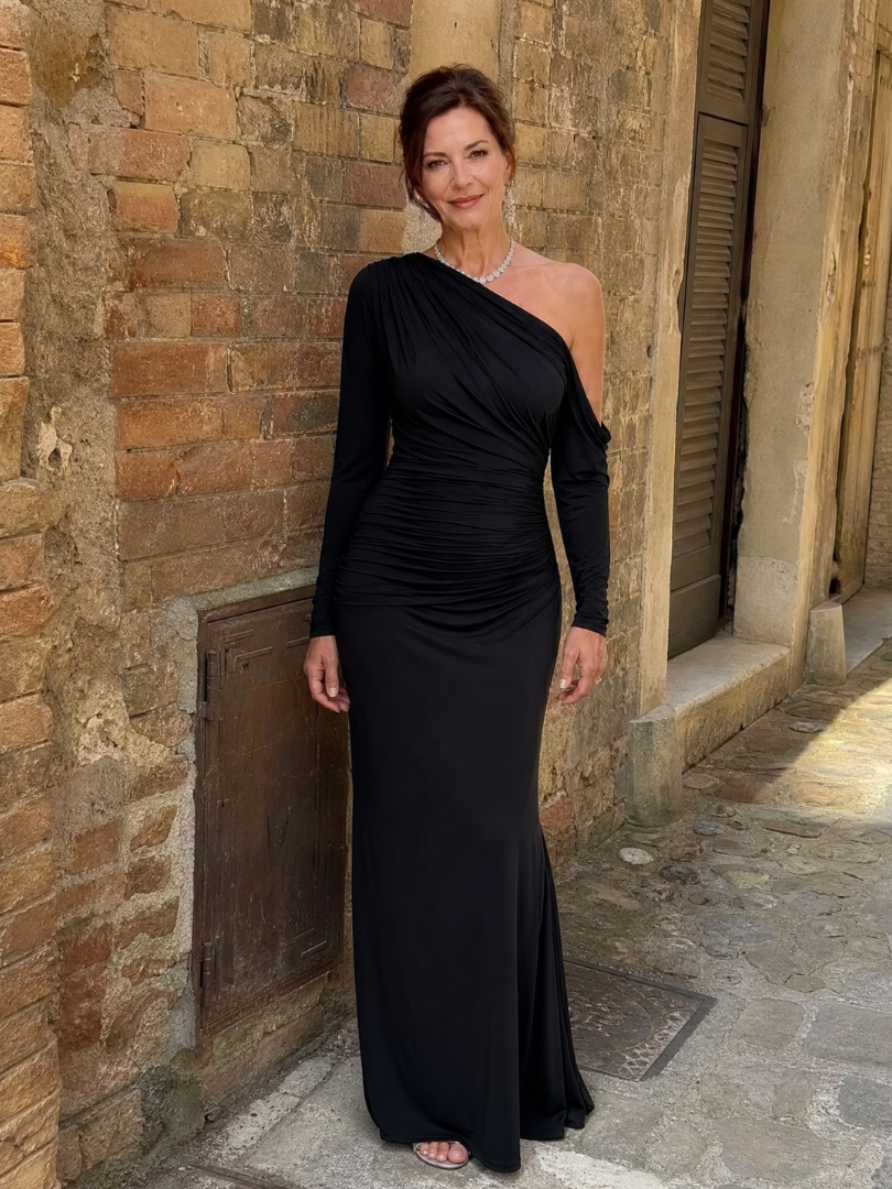 Liawyn | One Shoulder Ruched Maxi Dress