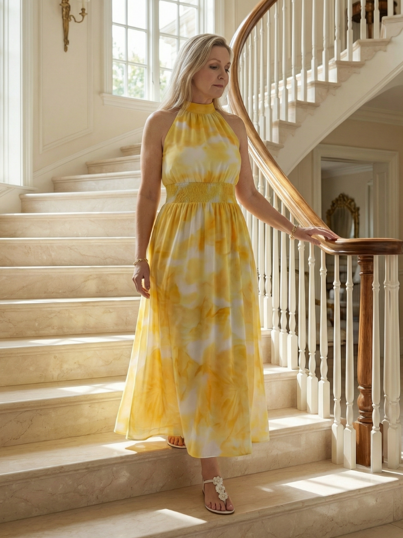 Penlora | Gathered Halter Midi Dress