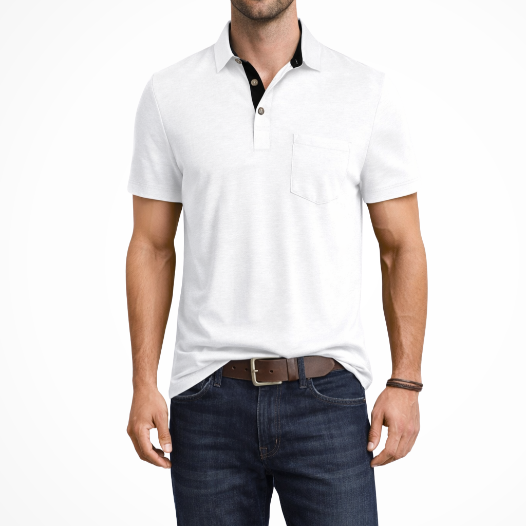Joey | Men Contrast Collar Short Sleeve Polo Shirt with Pocket