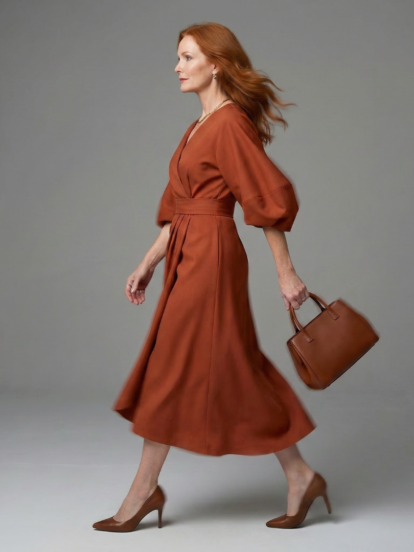 Dorsette | Sculpted Waist Panel Midi Dress