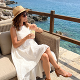 Rosthea | Flowing High Low Clean Neckline Midi Dress