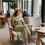 Milrin | Printed Button Front Belted Midi Dress