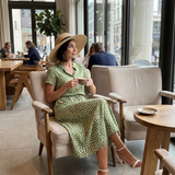 Milrin | Printed Button Front Belted Midi Dress