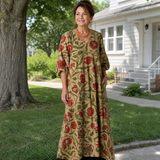 Lunwynne | Botanical Print Relaxed Three Quarter Sleeve Midi Dress