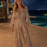 Odassa | Snake Print Draped Blouse And Wide Leg Pants Set