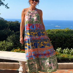 Pensia | Sleeveless Mixed Print Midi Dress