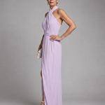 Temlette | Cross Halter Draped Side Slit Midi Dress