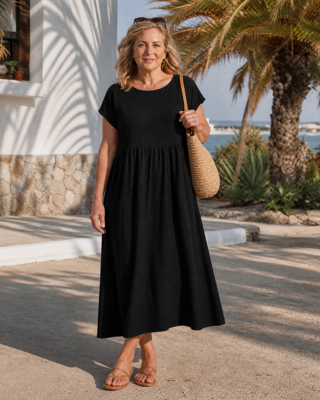 Linnette | Minimal Short Sleeve Relaxed Midi Dress
