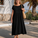 Linnette | Minimal Short Sleeve Relaxed Midi Dress