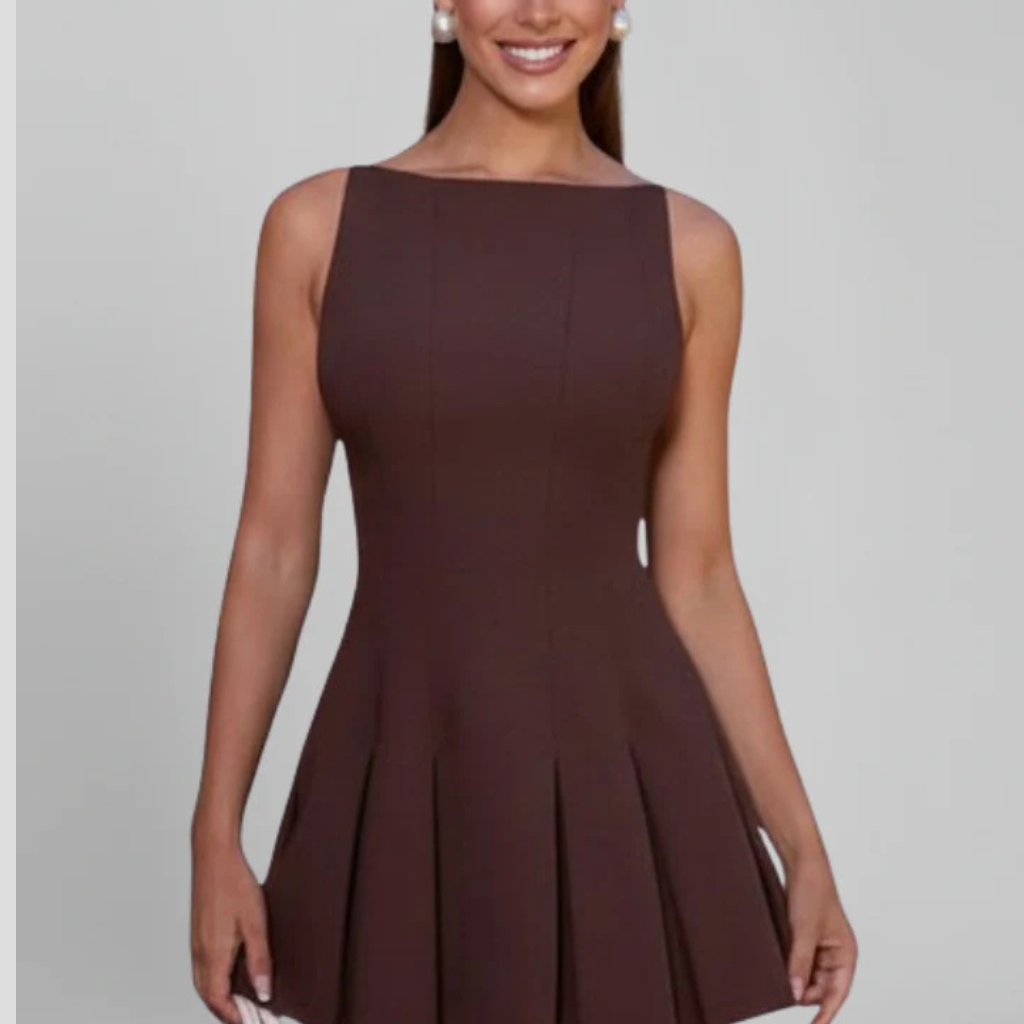 Tabitha | Women Sleeveless Pleated Skirt Mini Wedding Guest Dress