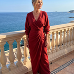 Senda | Long Sleeve Wrap Overlap Skirt Midi Dress