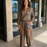 Mirbeth | Ornate Paisley Print Blouse And Wide Leg Pants Set