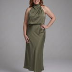Veramarie | Halter Draped Midi Dress