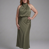 Veramarie | Halter Draped Midi Dress