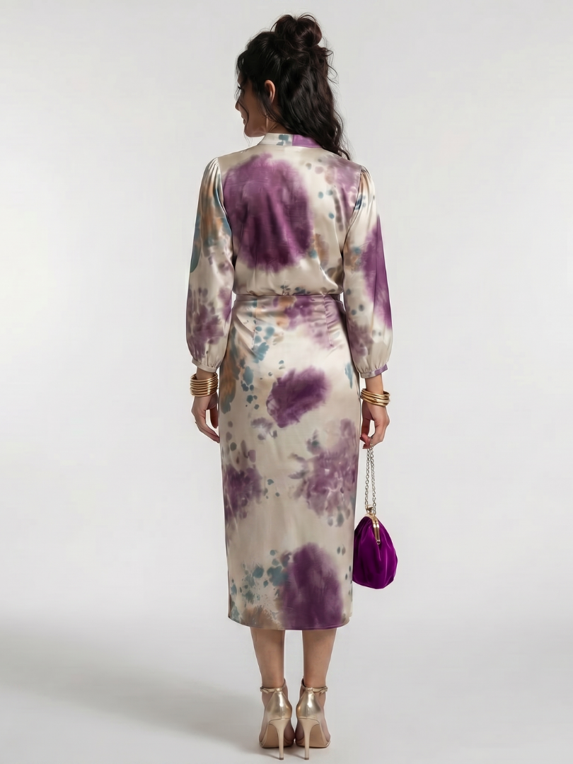 Miravia | Cross Wrap Tie Waist Printed Midi Dress