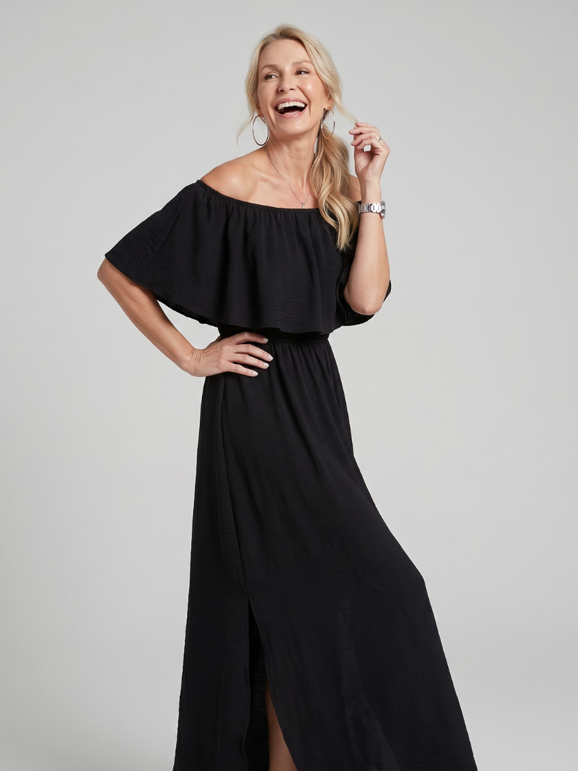 Orlalia | Off Shoulder Soft Floral Print Midi Dress
