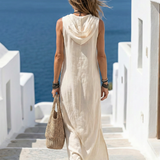 Isasette | Sleeveless Button Front Hooded Maxi Dress