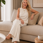 Normae | Textured Tie Back Top And Wide Leg Pants Set