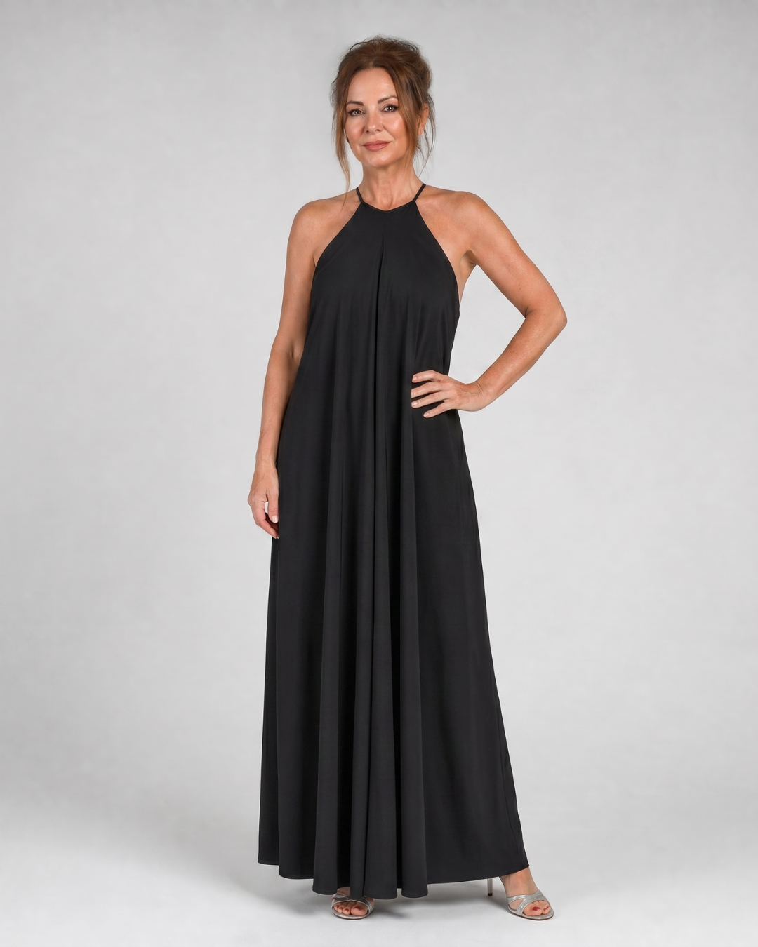 Velbelle | Sleeveless Soft Neck Flowing Maxi Dress