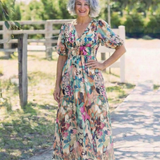 Wrennawen | V Neck Short Sleeve Gathered Waist Midi Dress
