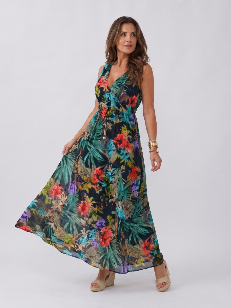 Velmae | Sleeveless Empire Waist Midi Dress
