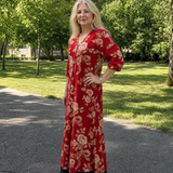 Velette | Vintage Floral V Neck Relaxed Midi Dress