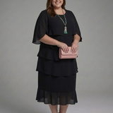 Hilana | Layered Cape Sleeve Midi Dress