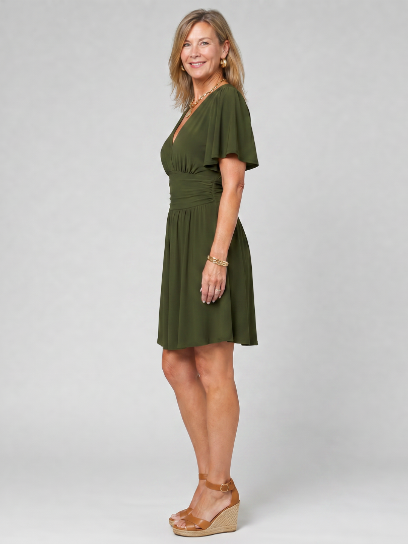 Corada | Flutter Sleeve V Neck Mini Dress