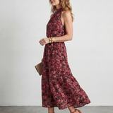 Tesdra | High Neck Floral Tiered Midi Dress