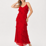 Wilda | Spaghetti Strap Layered Ruffle Detail Maxi Dress