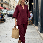 Perrina | V Neck Tunic Gathered Trouser Set