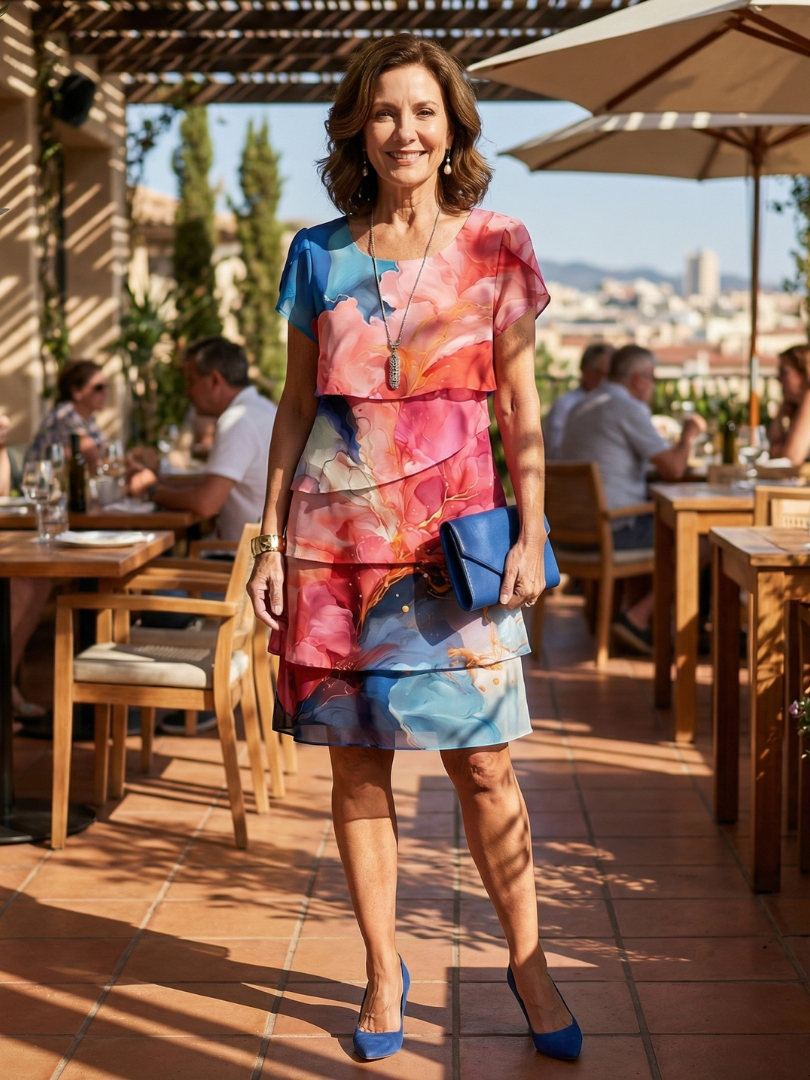 Esmewen | Poised Marble Knee Length Dress