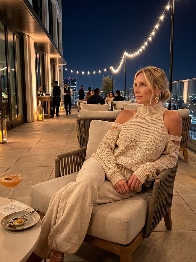 Dahlette | Open Shoulder Knit Top And Wide Leg Pants Set