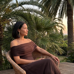 Vidabeth | Off Shoulder Draped Midi Dress