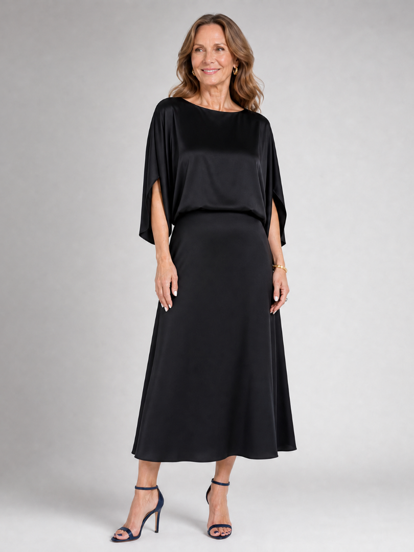 Dorine | Draped Overlay Midi Dress